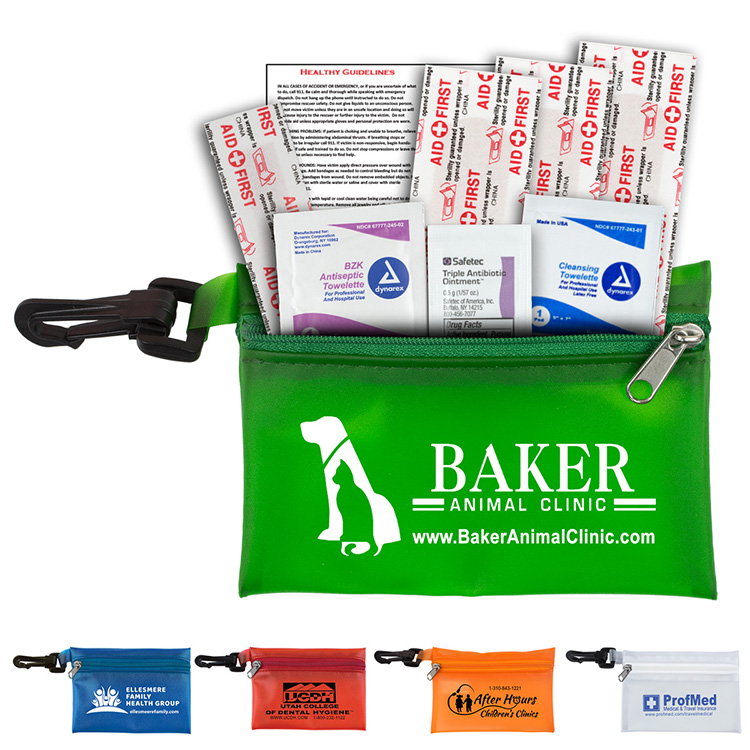 8 Piece First Aid Kit with Plastic Carabiner Attachment 8 Piece First Aid Kit with Plastic Carabiner Attachment